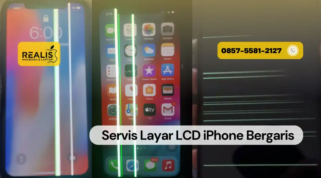 Servis Layar LCD iPhone Bergaris di Realis Malang