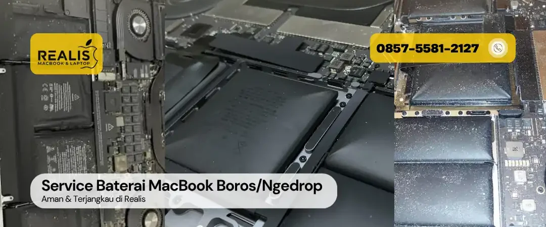 Service Baterai MacBook Boros/Ngedrop Malang, Ganti Baterai Original