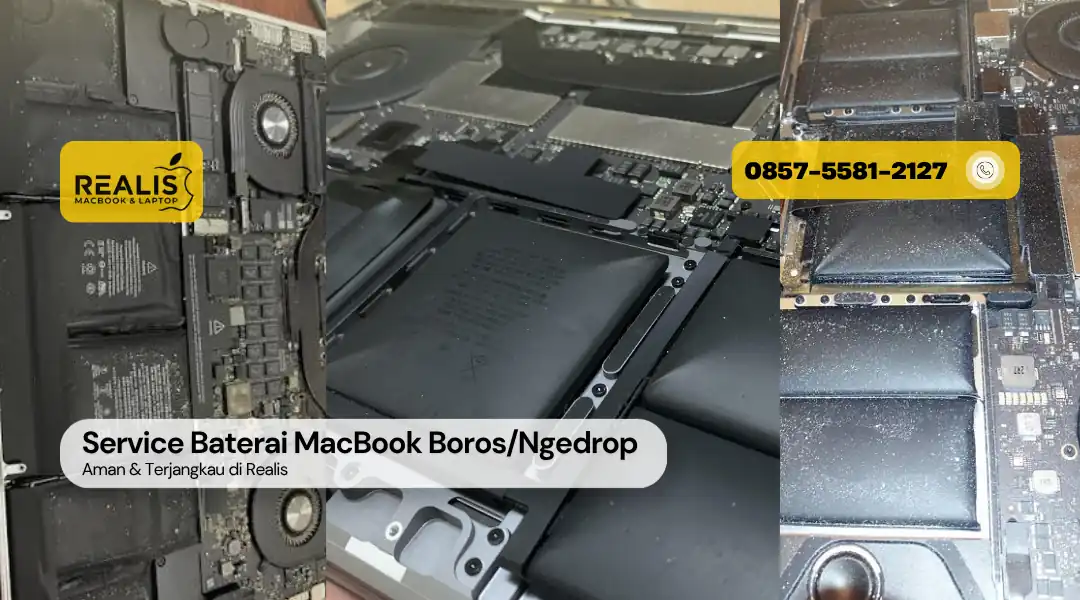 Service Baterai MacBook Boros/Ngedrop Malang, Ganti Baterai Original
